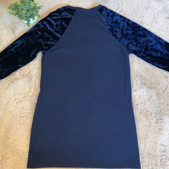 NWT GAP Dark Navy Blue Softspun Velvet Raglan Long Sleeve Dress Small - Picture 6 of 11